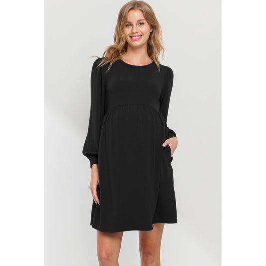Hello Miz Long Sleeve Maternity Knit Skater Dress