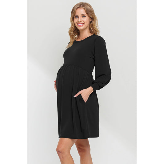 Hello Miz Long Sleeve Maternity Knit Skater Dress