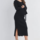 Ribbed Maternity Midi Dress