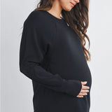 Side Zip Long Sleeve Maternity & Nursing Top