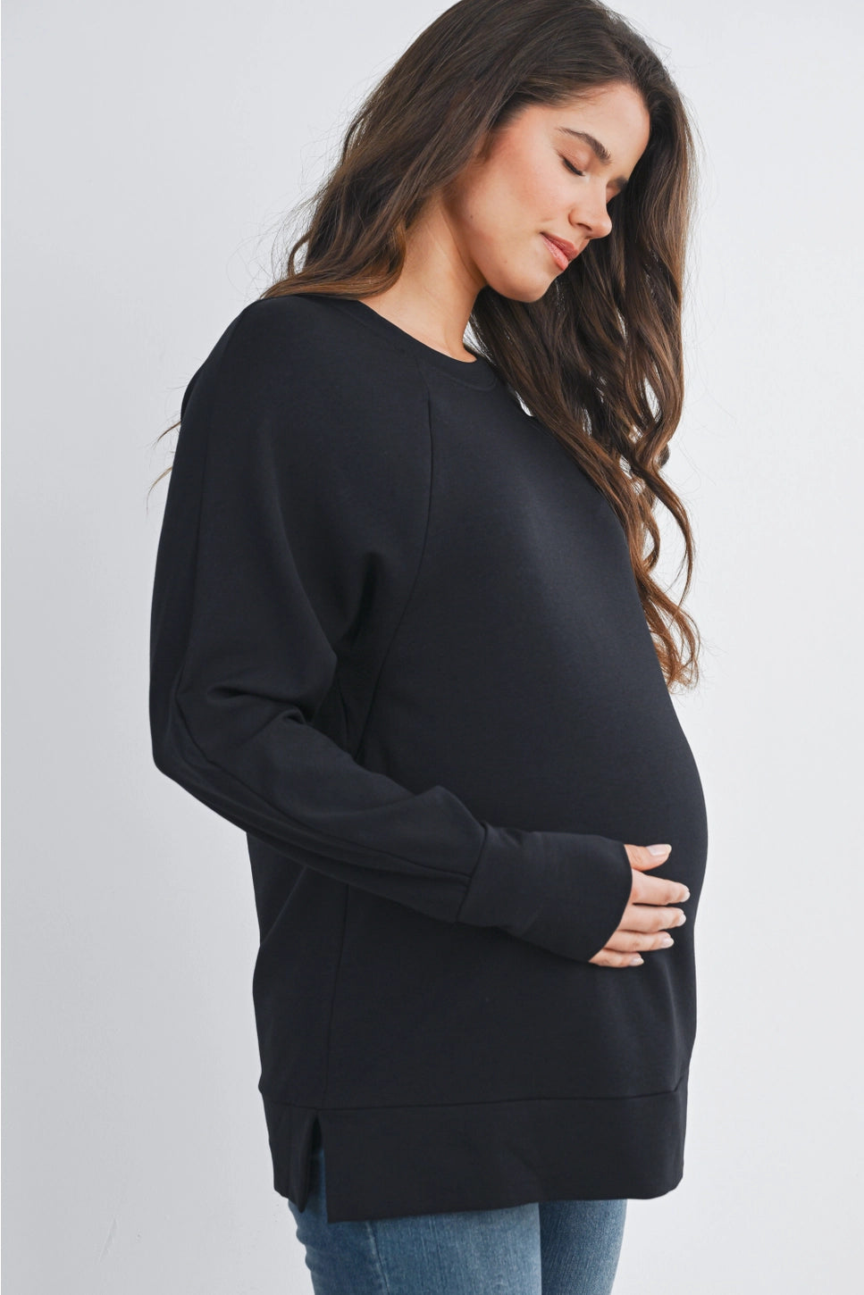Hello Miz Side Zip Long Sleeve Maternity & Nursing Pullover
