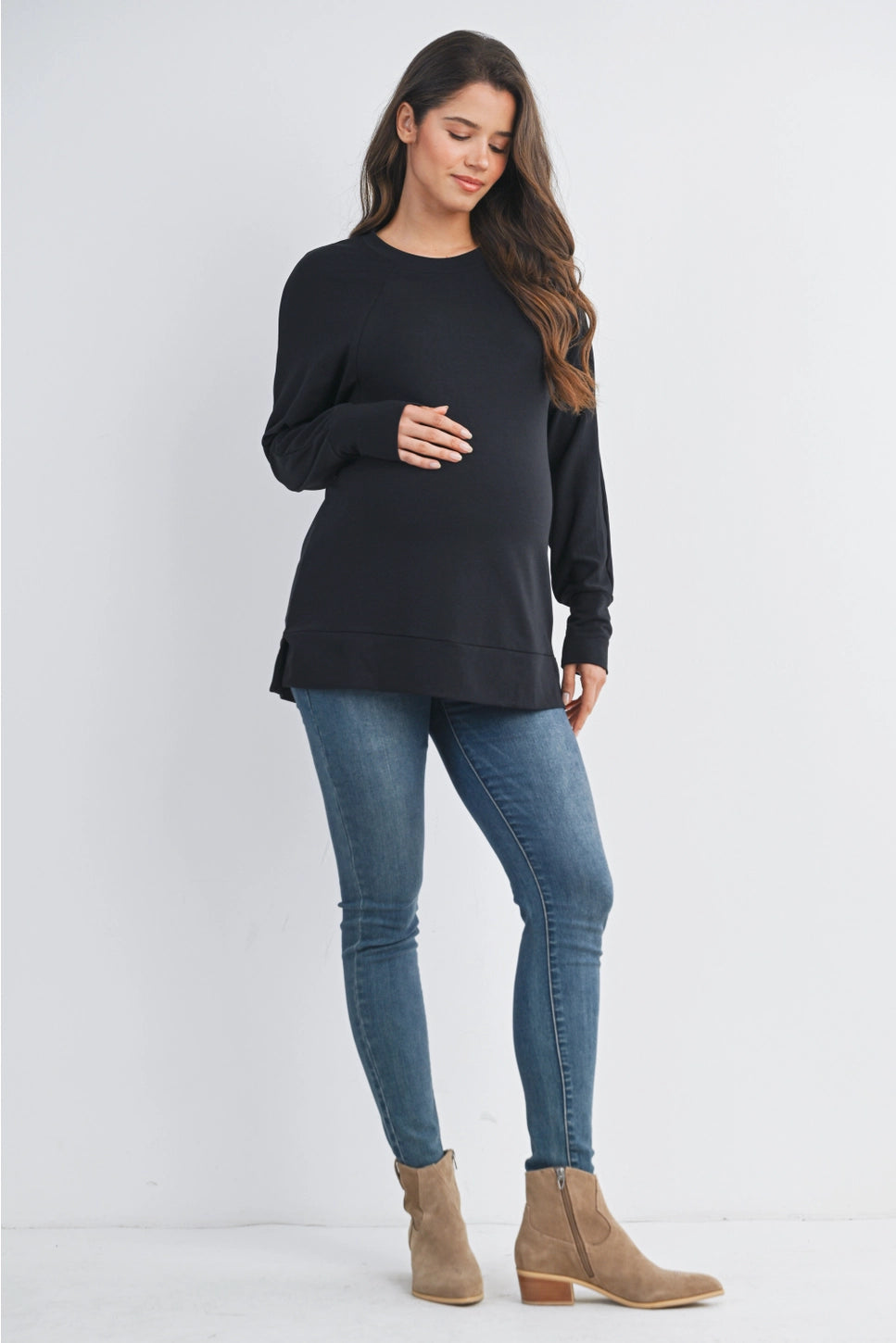 Hello Miz Side Zip Long Sleeve Maternity & Nursing Pullover