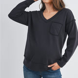 Terry V Neck Long Sleeve Maternity Top