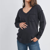 Terry V Neck Long Sleeve Maternity Top