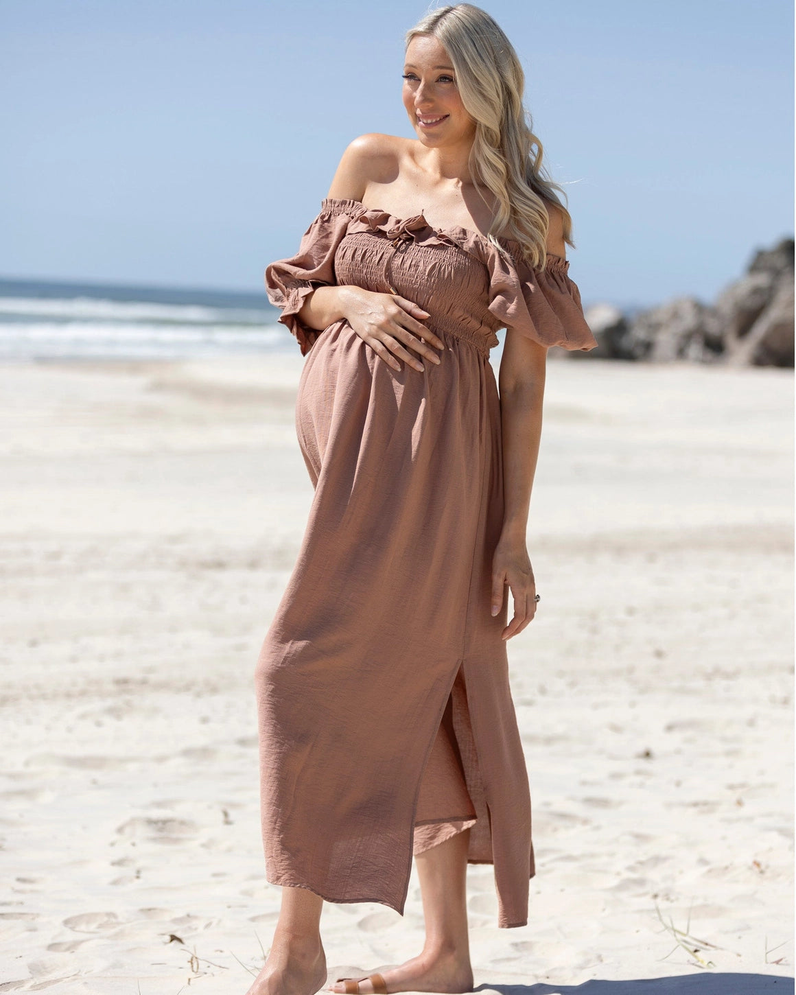 Angel Maternity Amber Maternity Dress in Terracotta