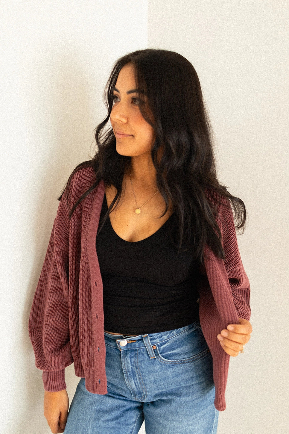 Womens Knit Button Cardigan