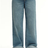 Wide Leg  Denim with Roll Cuff Over the Bump Willa Wash