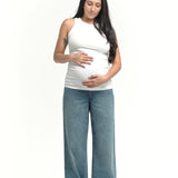 Wide Leg  Denim with Roll Cuff Over the Bump Willa Wash