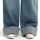 Wide Leg  Denim with Roll Cuff Over the Bump Willa Wash