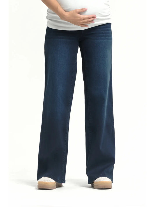 1822 Denim Maternity 32” Better Butter Wide Leg Jean with BellyBand in Yanique Wash