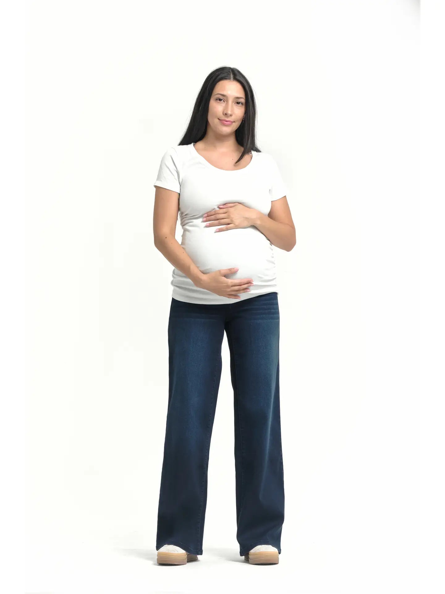 1822 Denim Maternity 32” Better Butter Wide Leg Jean with BellyBand in Yanique Wash