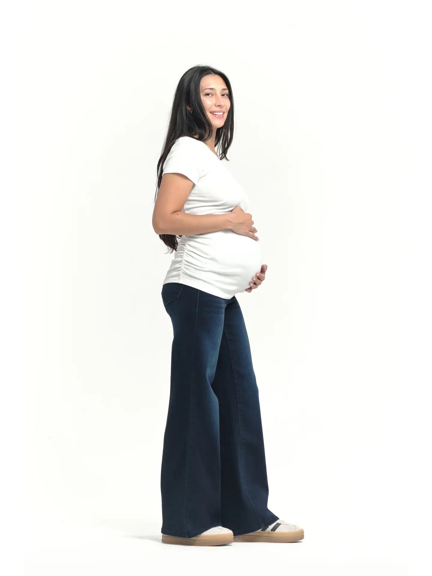 1822 Denim Maternity 32” Better Butter Wide Leg Jean with BellyBand in Yanique Wash