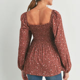 Floral Long Sleeve Maternity Smocked Top