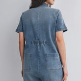 Collared Maternity Denim Romper