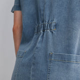 Collared Maternity Denim Romper