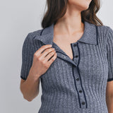 Ribbed Knit Collared Maternity Dress