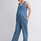 Sleeveless Maternity Denim Jumpsuit