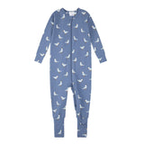 Footless Sleeper Knit Blue Seagulls