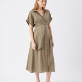 Amy Linen Nursing Shirt Dress