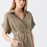 Amy Linen Nursing Shirt Dress