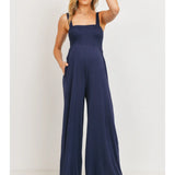 Sleeveless Smocked Wide Leg Jumpsuit