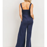 Sleeveless Smocked Wide Leg Jumpsuit