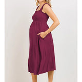 Smocked Sleeveless Maternity Midi Dress