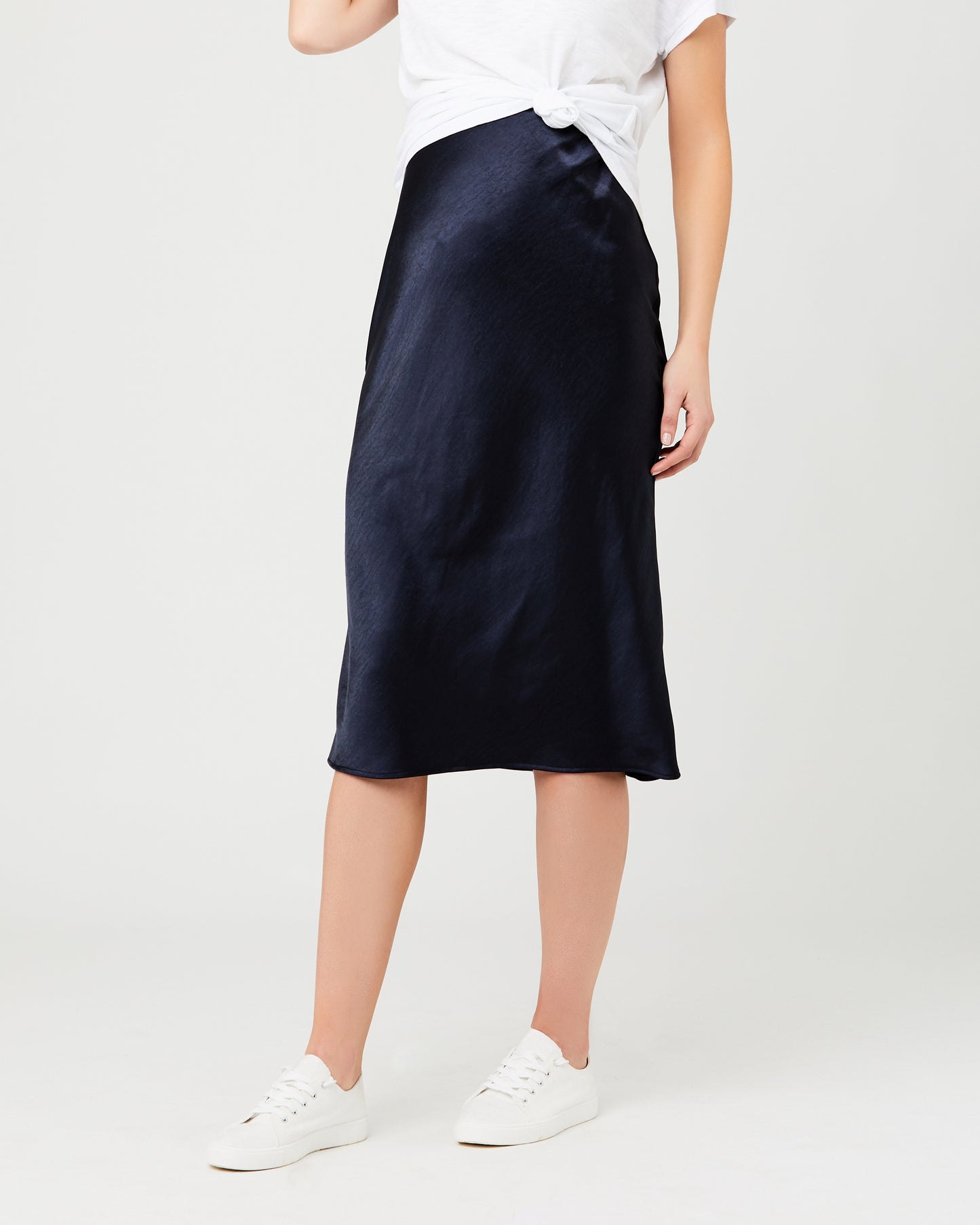 Ripe Lexie Satin Skirt in Navy