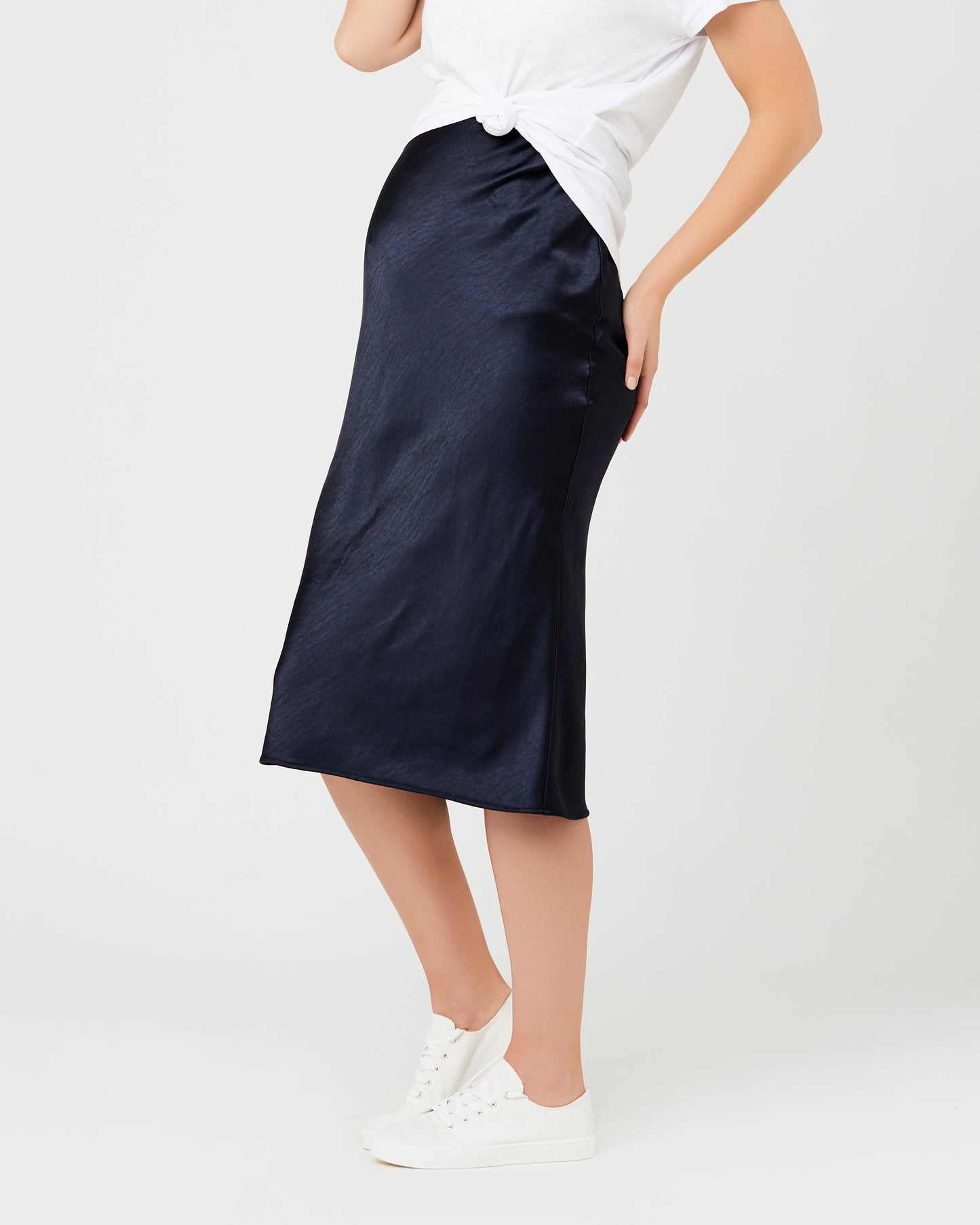 Ripe Lexie Satin Skirt in Navy
