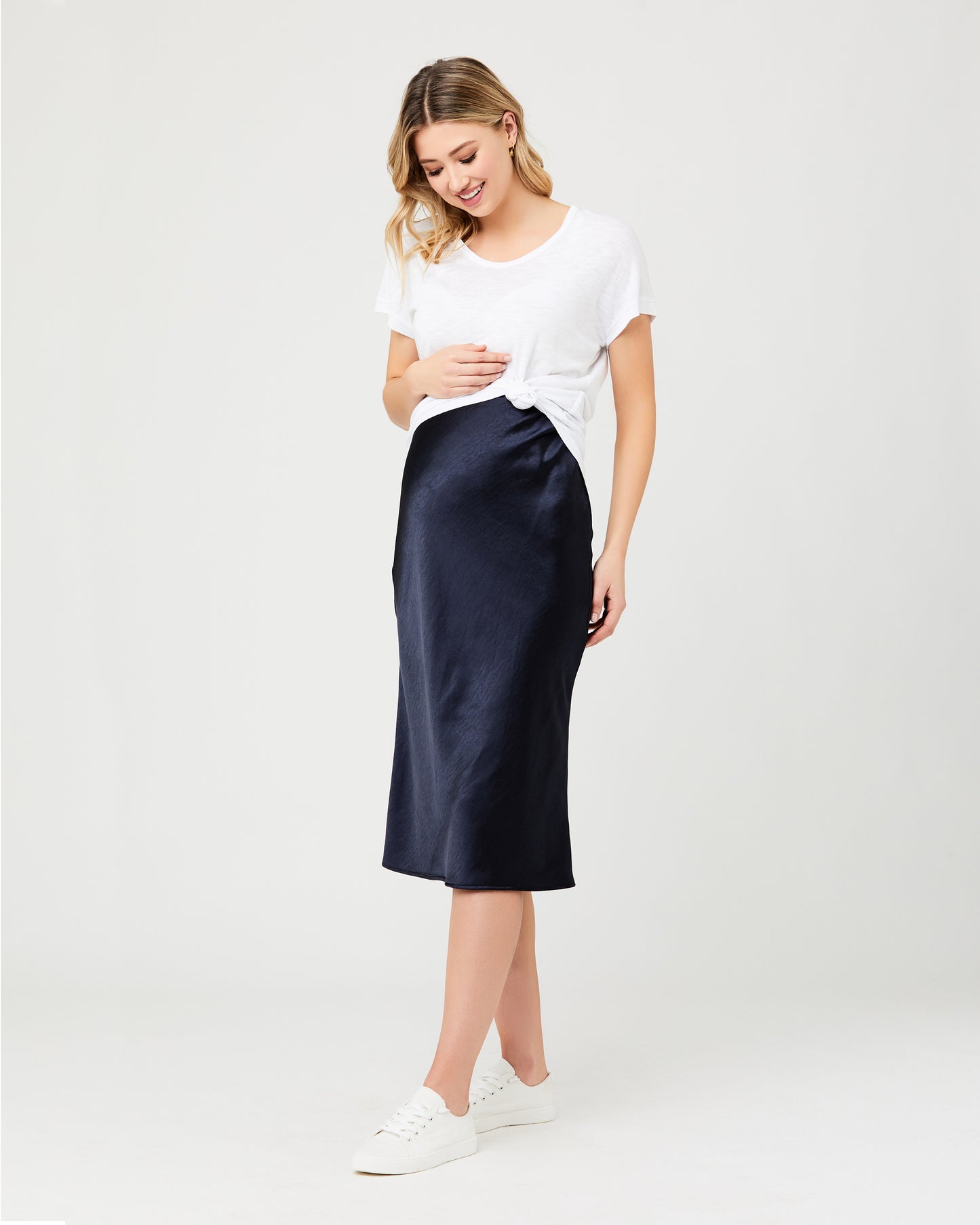 Ripe Lexie Satin Skirt in Navy