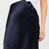Lexie Satin Skirt in Navy