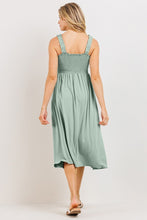 Hello Miz Smocked Tie Strap Maternity Midi Dress Sage