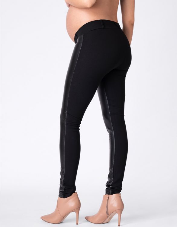 PrettyLittleThing Maternity Faux Leather Over Bump Leggings Black