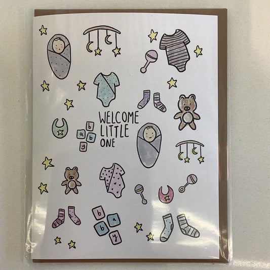 Little May Papery Welcome Little One Assorted Drawings Card